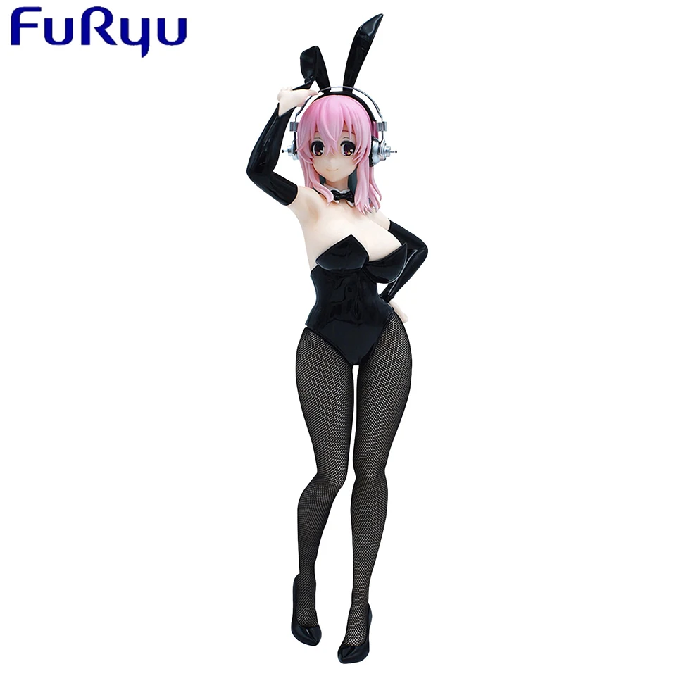 Qwiooe Original Genuine FuRyu 28cm Super Sonico Anime Action Figure PVC Toys Collection Figures For Friends Gifts
