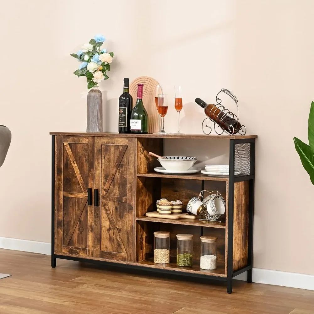 

Living Room Storage Cabinet Buffet Storage Cabinet With 2 Barn Doors Buffet Table for Dining Room Furniture Kitchen Rustic Brown