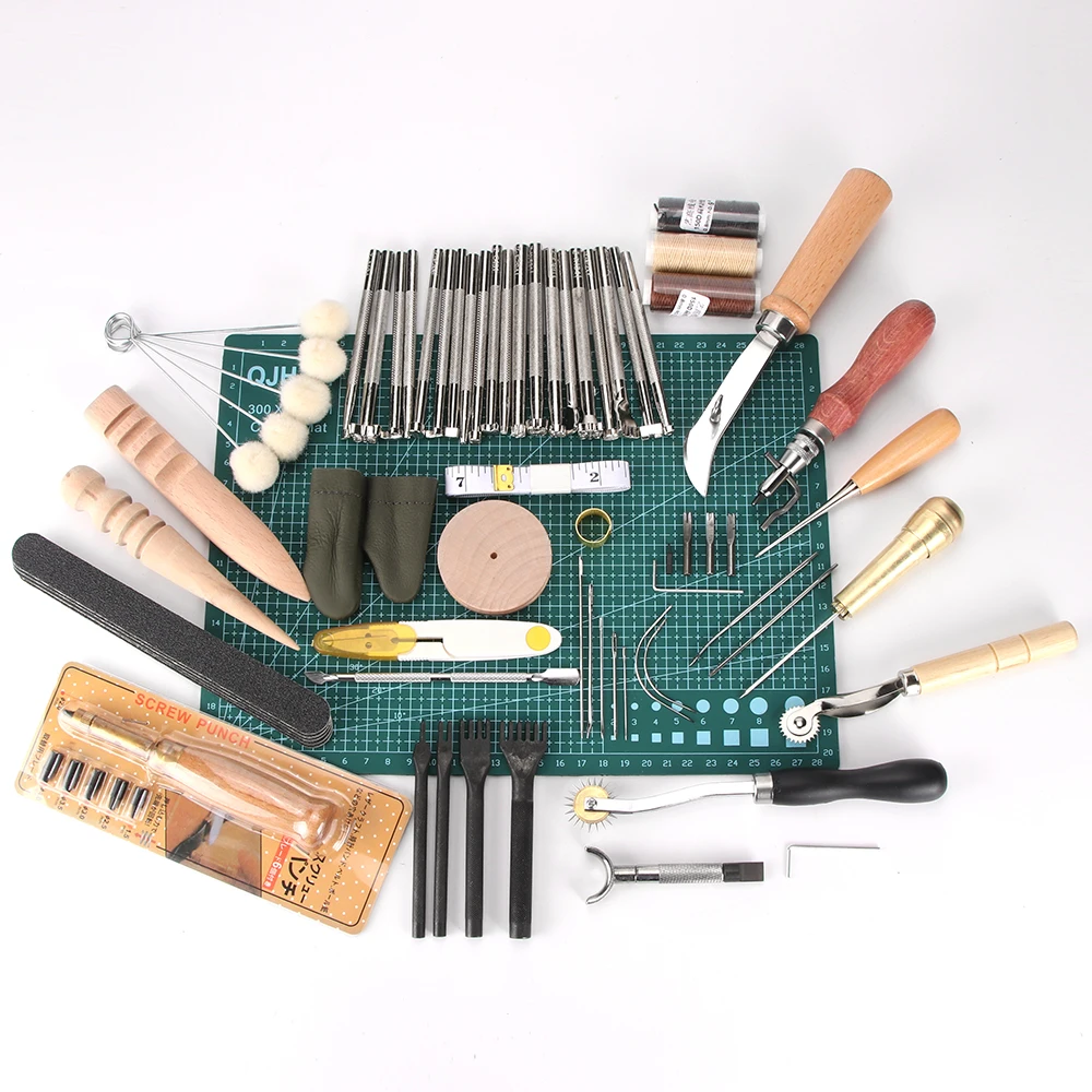 Juego de 18 herramientas de punzonado de cuero para manualidades