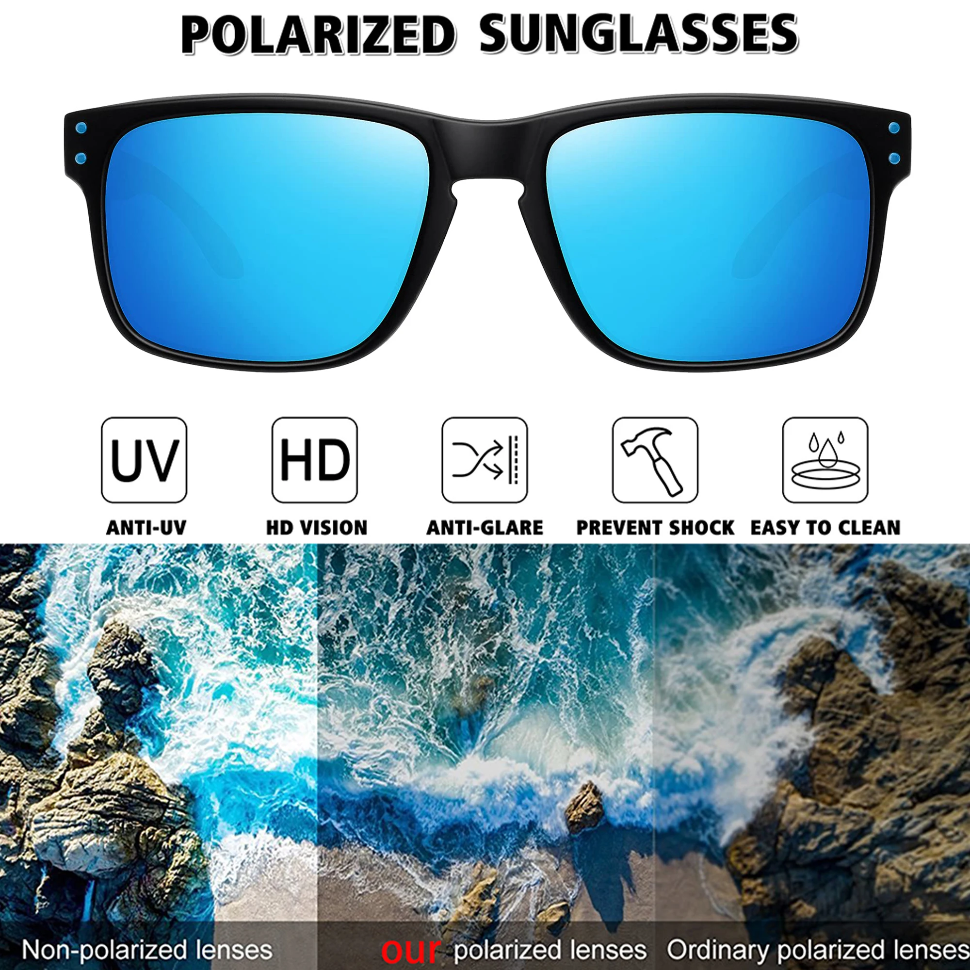 Gafas De Sol Polarizadas Deportivas - Lentes Intercambiables Rojo/azul, UV400, Ideales Para Running Y Ciclismo