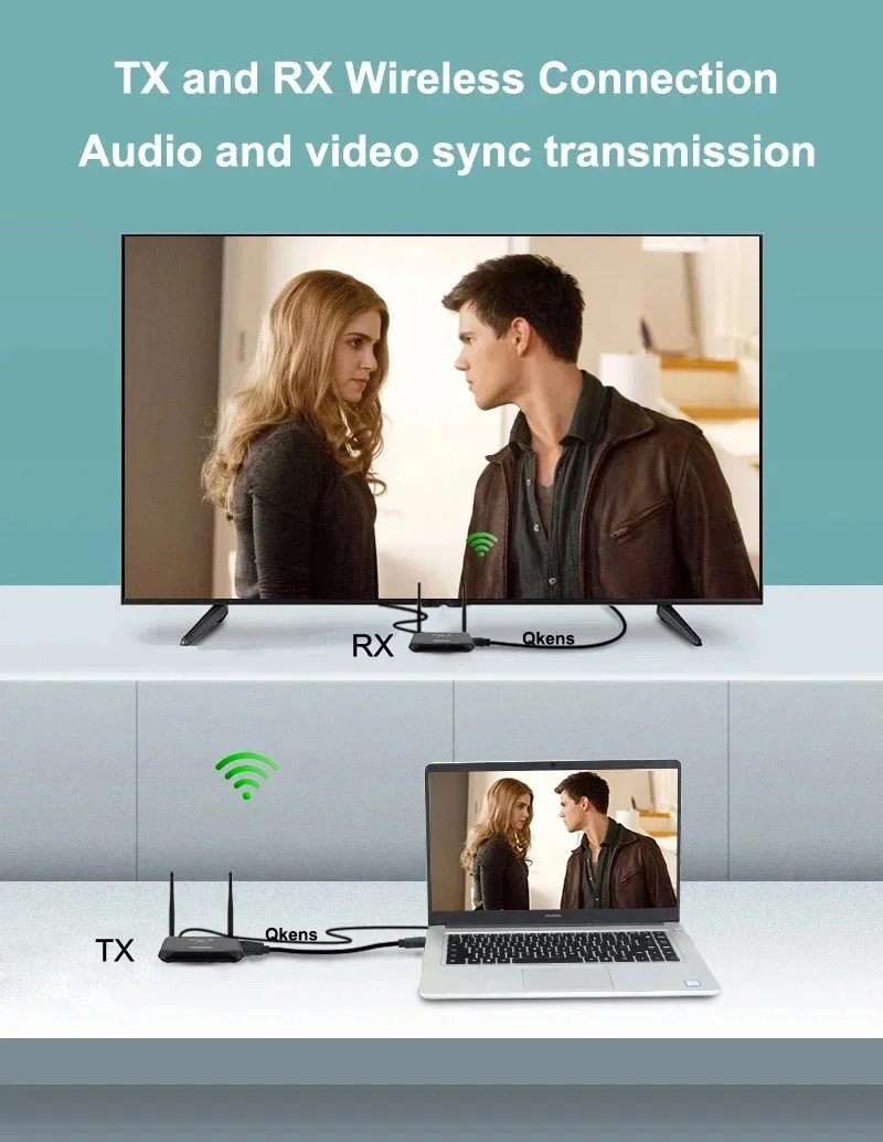 무선 전송 디스플레이 어댑터 HDMI 익스텐더 비디오 송신기 수신기 PS5 카메라 PC에서 TV 모니터로 화면 미러링