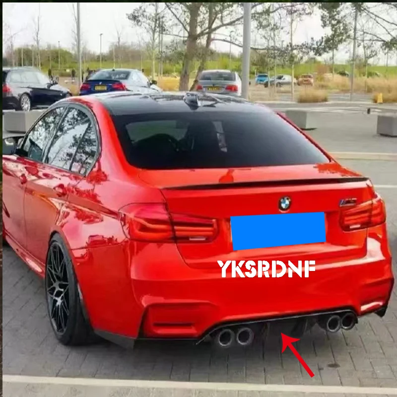 3 PCS Style ABS Carbon Fiber Look Material Rear Diffuser Trims For BMW 3 Series F30 Facelift AN M3 Bumper 2012-