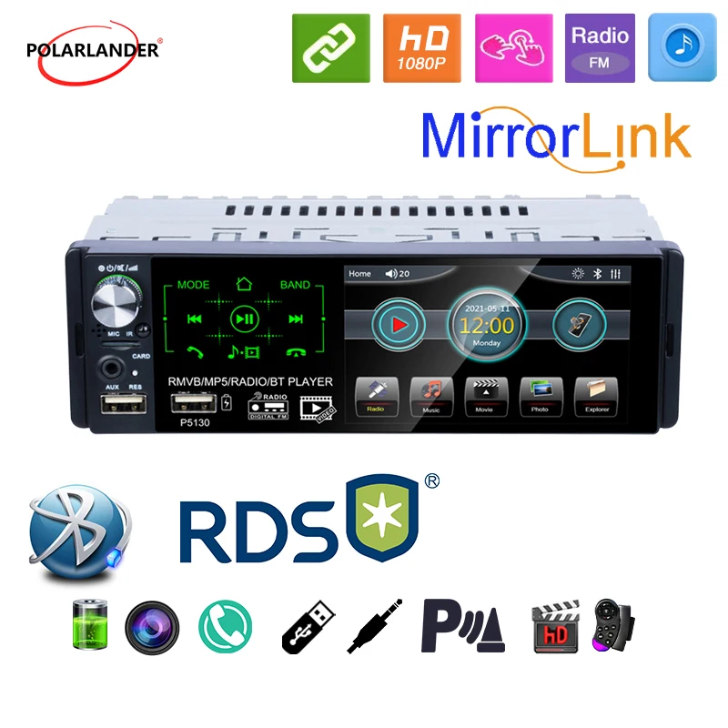 

Автомагнитола, 1 Din, сенсорный экран, 12 В постоянного тока, 4,1 дюймов, Авторадио, мультимедийный mp5-плеер, AUX, TF, FM, AM, двойной USB, RDS, стерео, Bluetooth