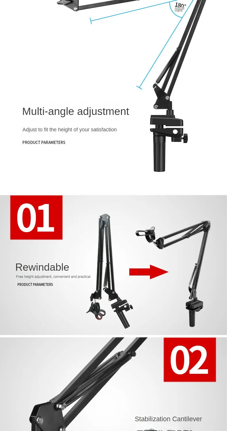 Fauler Handy halter Metall Cantilever Universal zusammen klappbare Tablet Pad Halterung Live-Streaming Fernsehen – Detail 5