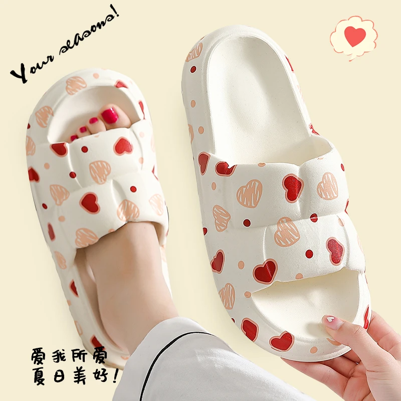 Outdoors Summer Women Men's Slippers Soft Thick Sole Non-slip Flat Sandals Leisure EVA Beach Cartoon Home Slides Ladies Shoes comfortable indoor slippers