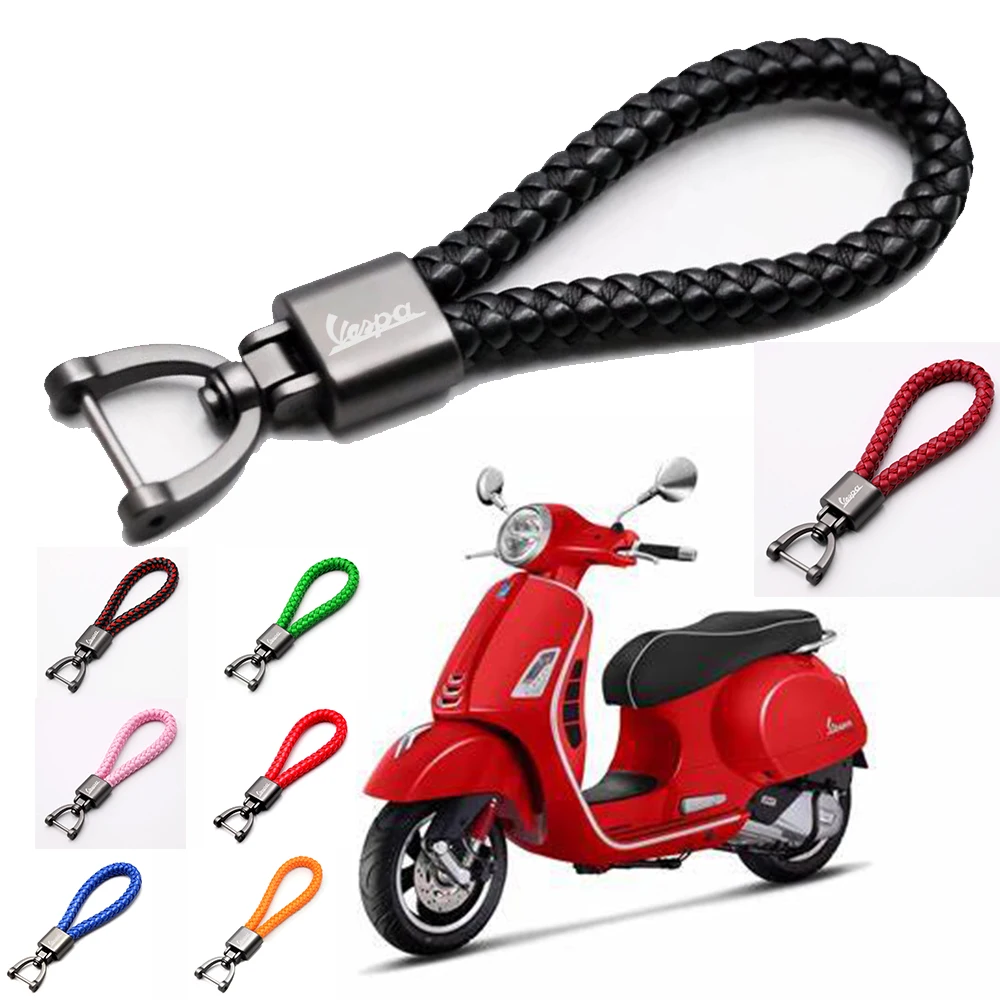

2023 New Keychain For Piaggio Vespa Primavera 150 SPRINT 150S GTS 300 LXV 125 946 ETC Motorcycle Braided Rope Keyring Metal