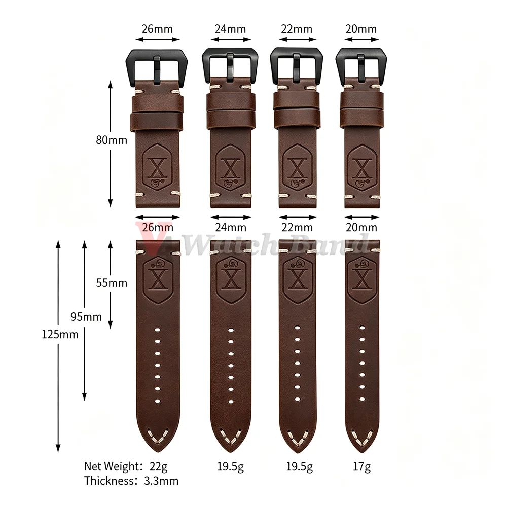 Dark Brown Genuine Leather Men's Wrist Bracelet with Universal Stitching Strap