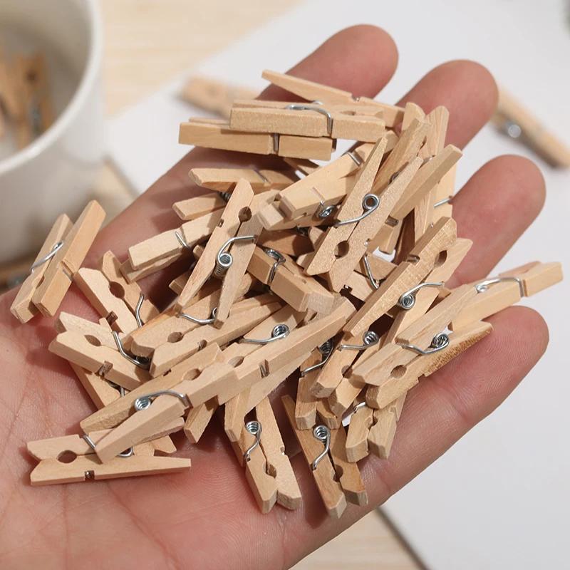 20 Brown Miniature Clothespins Wooden Clips 