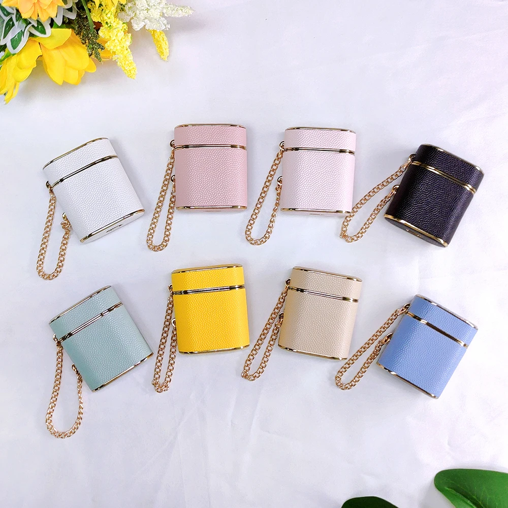 Deluxe Metal Keychain Leather Earphone Shockproof Case with Bluetooth Charging