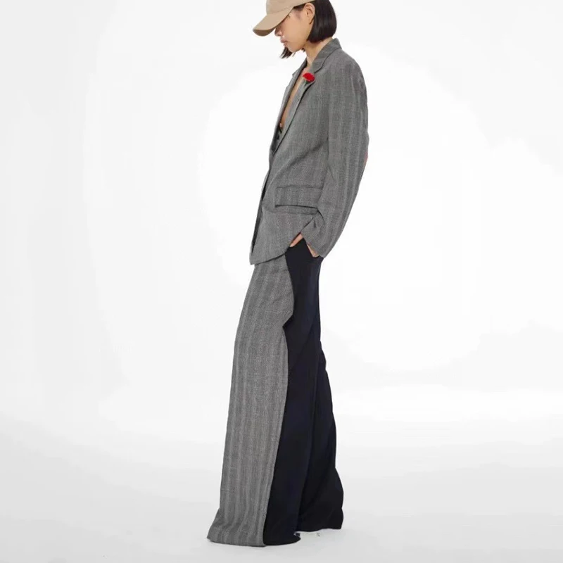 

Checkered 3D Rose Women's Suit Loose Casual Jacket Top High Quality Spring New 2024 y2k Wide Leg Pants Fashion Pants