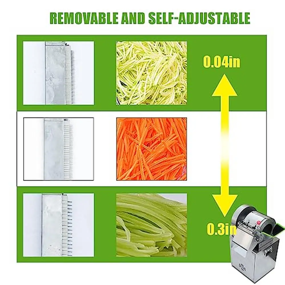 Commercial Automatic Stainless Steel Strip Cutter Machine Potato Carrot Onion Chips Adjustable Thickness 300-500KG/Hour 1500W