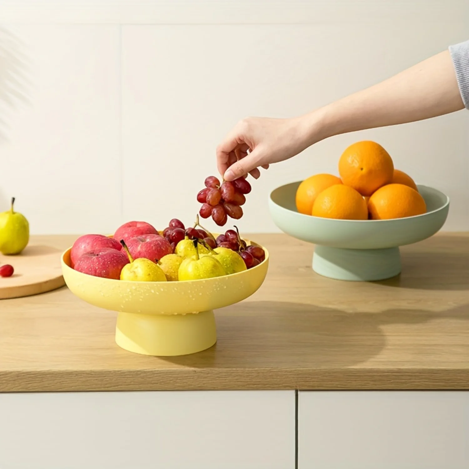 1pc Fruit Bowl Drain Fruit Basket For Kitchen Countertop, Kitchen Baskets Organization, Snack Rack Candy Dessert Tray For Kitch