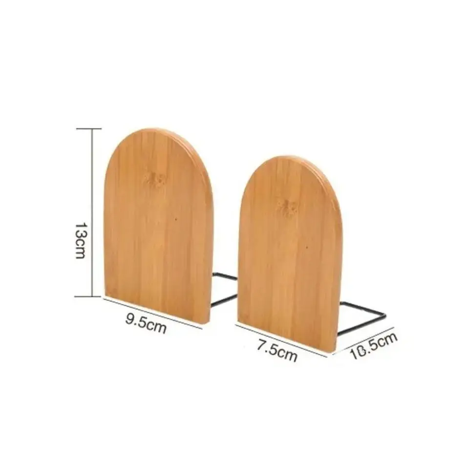 Desktop Bookend Holder Office School Supplies Accessory Stationery Bookends for Magazine Simple Style Wood Iron Book End Shelf