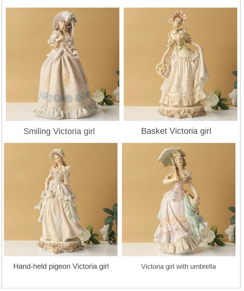 Victorian Girl Resin Statue Ornament