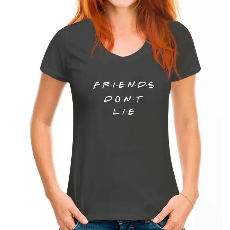 thumbnail image 1 of Título: Camiseta blanca de manga corta con estampado de letras de Stranger, talla grande, camisetas con estampado de Things Friends Don't Lie, camisetas de verano para mujer, 1 of 5