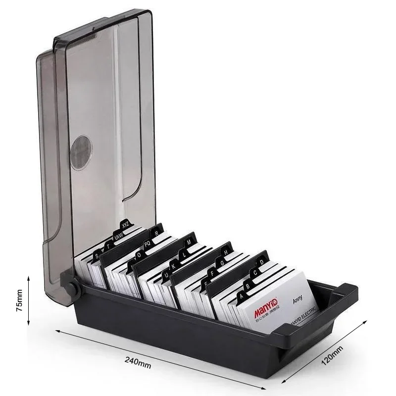 Card Holder Plastic Name Card Organizer Storage Box With 4 Dividers And Index Tabs Storage Up To 500 Cards card holder,desk card holder