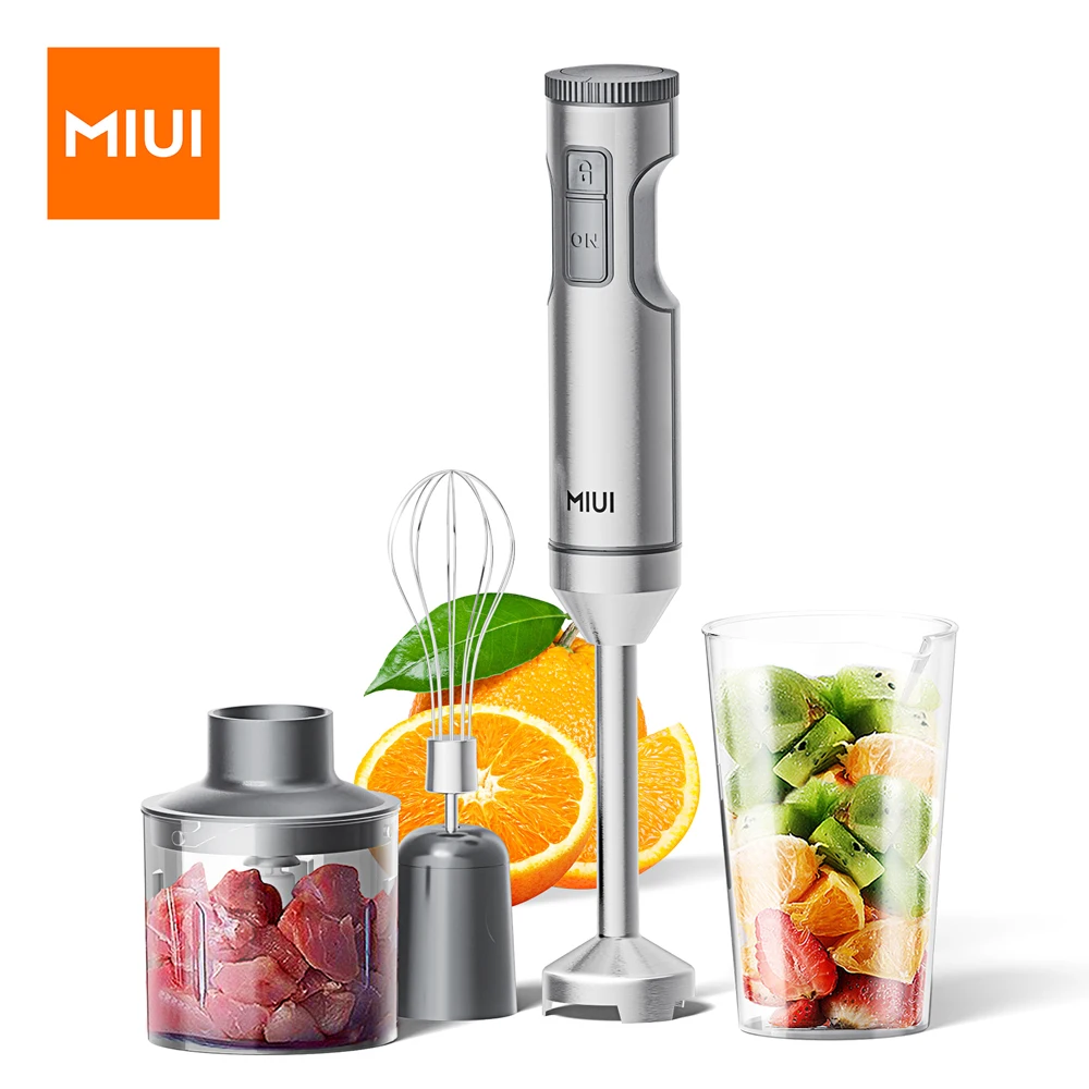 MIUI Hand Immersion Blender 1000W 4-in-1 Stainless Steel Stick Food Mixer 700ml Mixing Beaker 500ml Processor Whisk