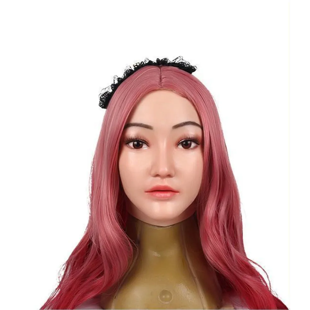 Crossdresser Realistic Full Head Silicone Female Headgear Cover For Cosplay Transgender LGBT Shemale Mask Male Drag Queen COS