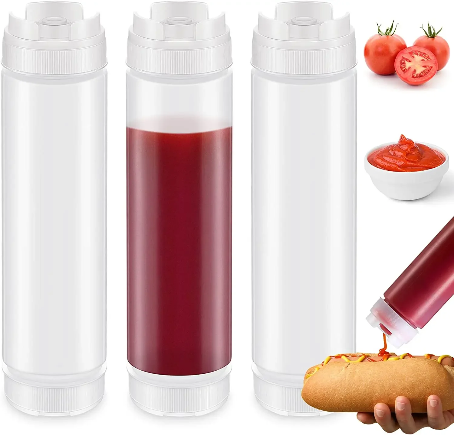 Double Ended Cruet Ketchup Salad Dressing Squeeze Bottle 480ml Large-capacity Sauce Mustard Dispenser Condiment Kitchen Supplies