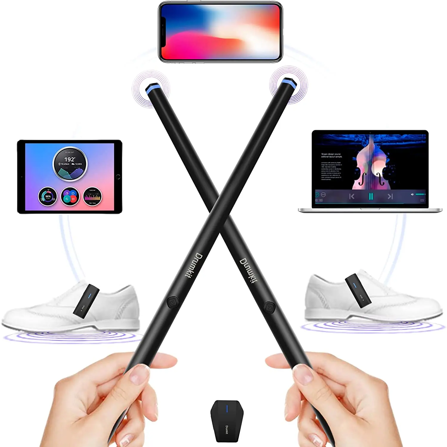 Pocket Drum Electric Air Drum Set Sticks With Drumsticks Pedals Control Console MIDI Function Electronic Drums for Adults Kids