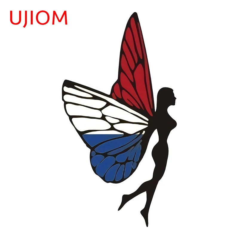 Ujiom 13Cm X 6.9Cm Flag Butterfly Wings Funny Wall Stickers Bathroom Decals Creative Scratch-Proof Suitcase House Decoration