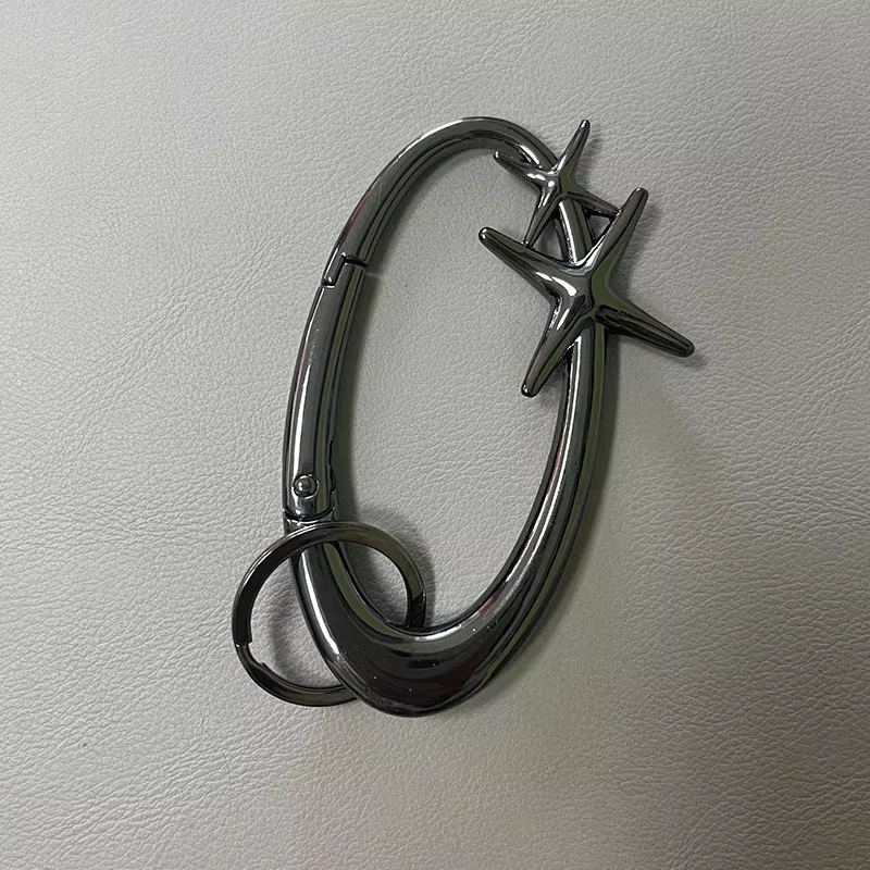 Sleek Blackout Carabiner Keychain with Oval Belt Buckle and Silver Key Ring