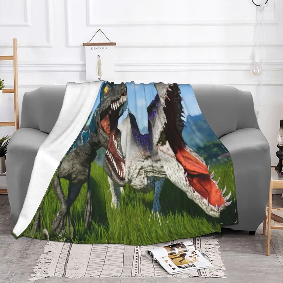 

Dinsaur Jurassic Park Blankets Velvet Printed Ancient Animal Multi-function Soft Throw Blanket for Home Office Bedding Throws