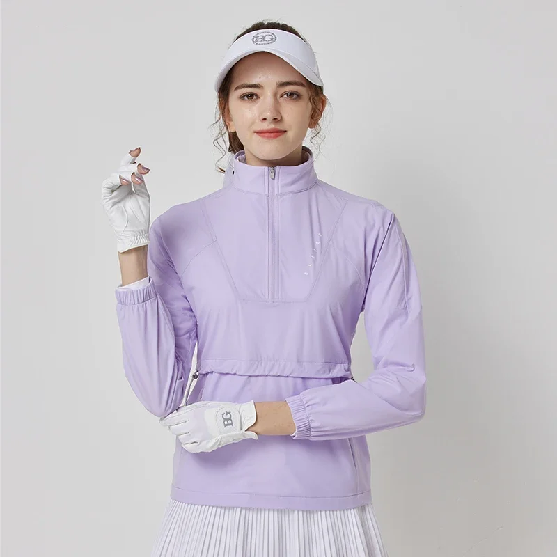 BG Golf Women's Ice Silk Sunscreen Clothing Breathable High-end UV Protection Sports Cool Loose Jacket Summer Thin Golf Coat