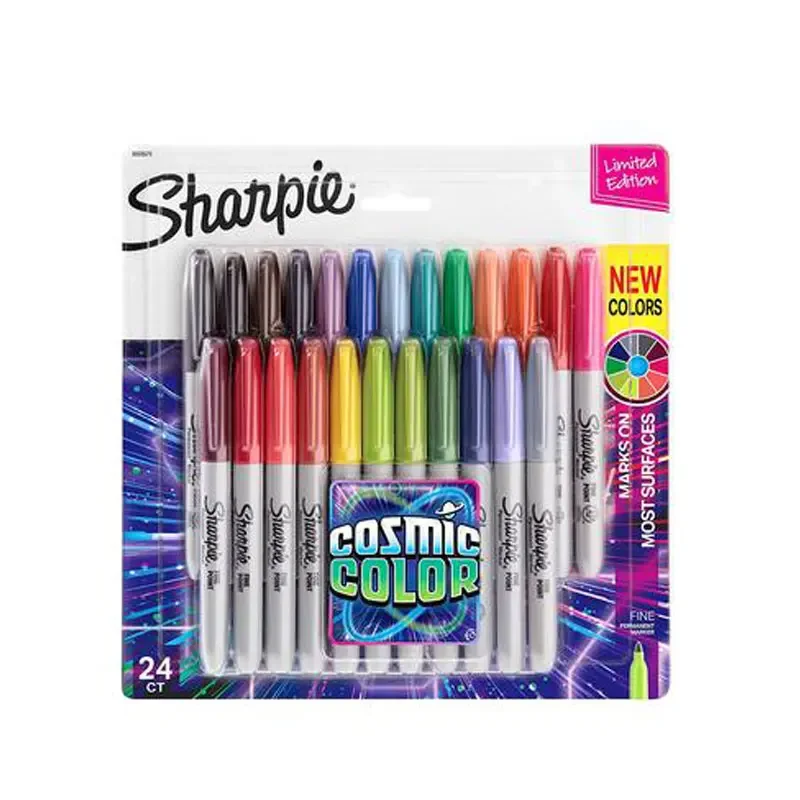 Eco-Friendly Fine Point Permanent Marker Pen Set - 12/24 Vibrant Colors