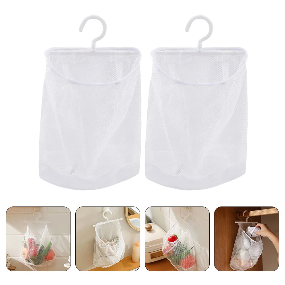 

2 Pcs Storage Mesh Bag Hanging Vegetable Laundry Basket Home Polyester Garlic Pouch