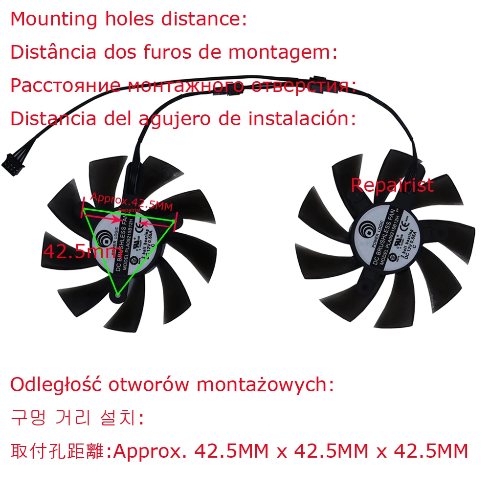 Conjunto Pla09215b12hga92s2hvideo Card Fangpu Coolerplaca de Video Vídeo Ventilador de Placas Gráficaspara Xbly Rx580 rx 580 8gbsubstituir Xy-d09015b Peças - Imagem 2