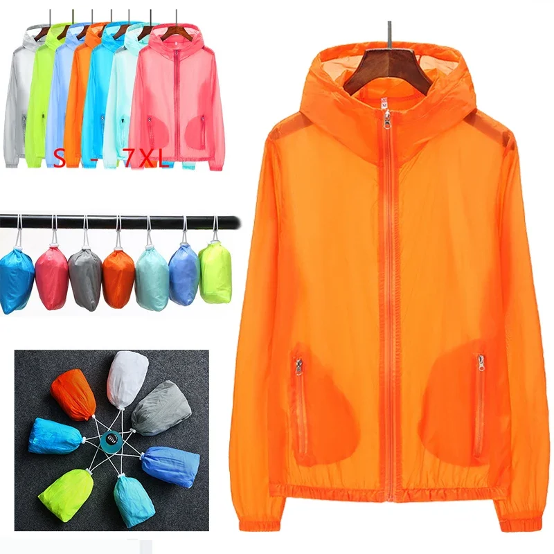 (S-7XL)Sun-Protective Hiking Jacket Men Women Ultralight Running Fishing Cycling Windbreaker Quick Dry For Travel Seaside Beachwear