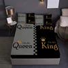 Queen King Golden Crown Couple Print Fitted Sheet Set 1* Fitted Sheet+2*Pillowcases Mattress Cover Soft Breathable Bedding Set 2