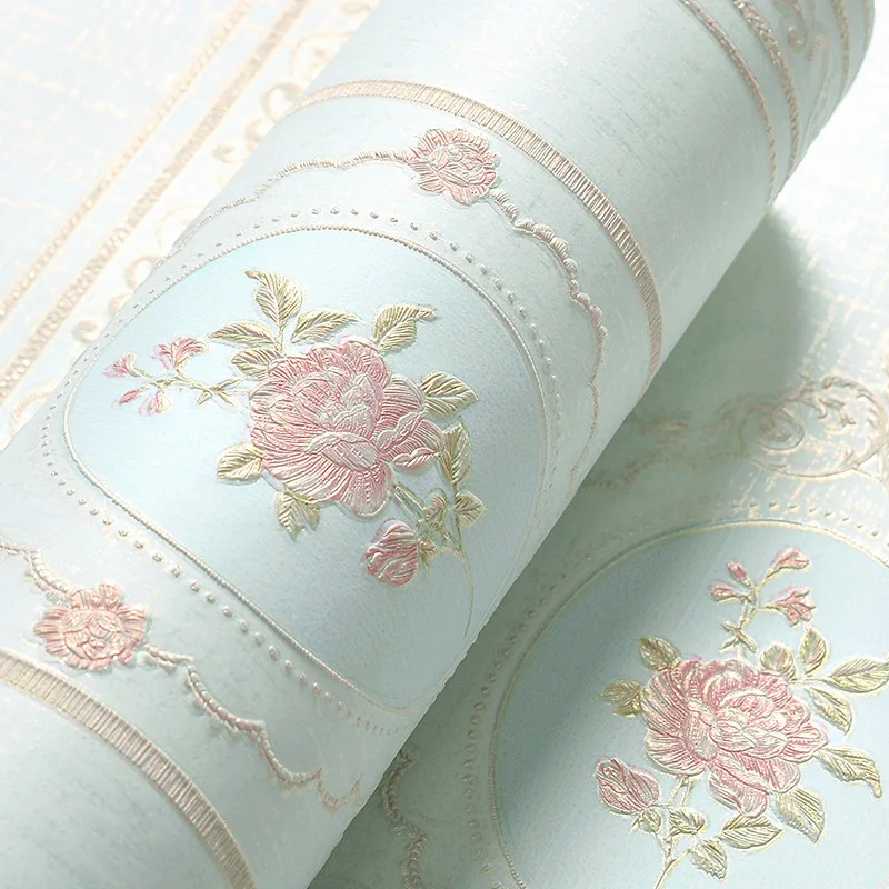 Luxury Beige Pink Blue Embossed Texture 3D Striped Damask Wallpaper Roll For Wall Bedroom Living room Home Decor Wall Paper
