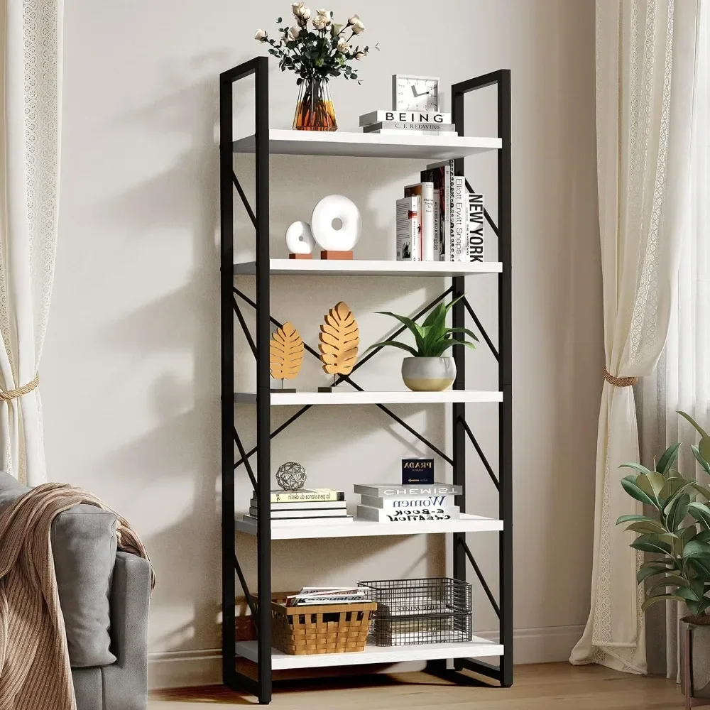 

5 Tiers Bookshelf, Classically Modern Bookshelf, Storage Rack Shelves in Living Room/Home/Office, Books Holder, 23.6"W X 62.2"H