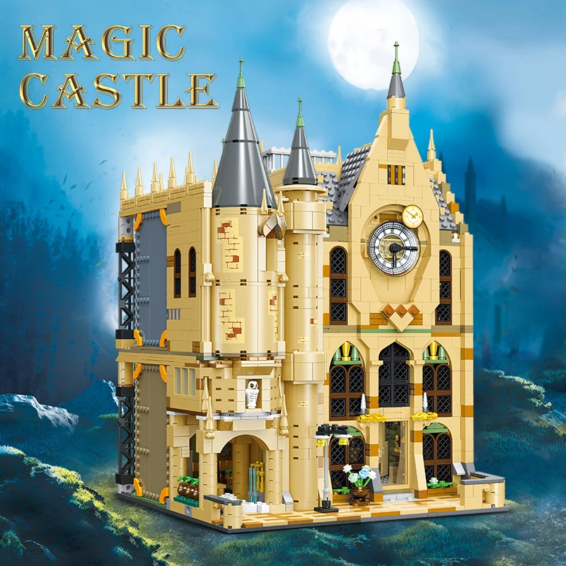 

Classical Castle Bell Tower Architectural Model Building Block DIY Magic Academy School House Assembly Brick Toys For Kids Gifts