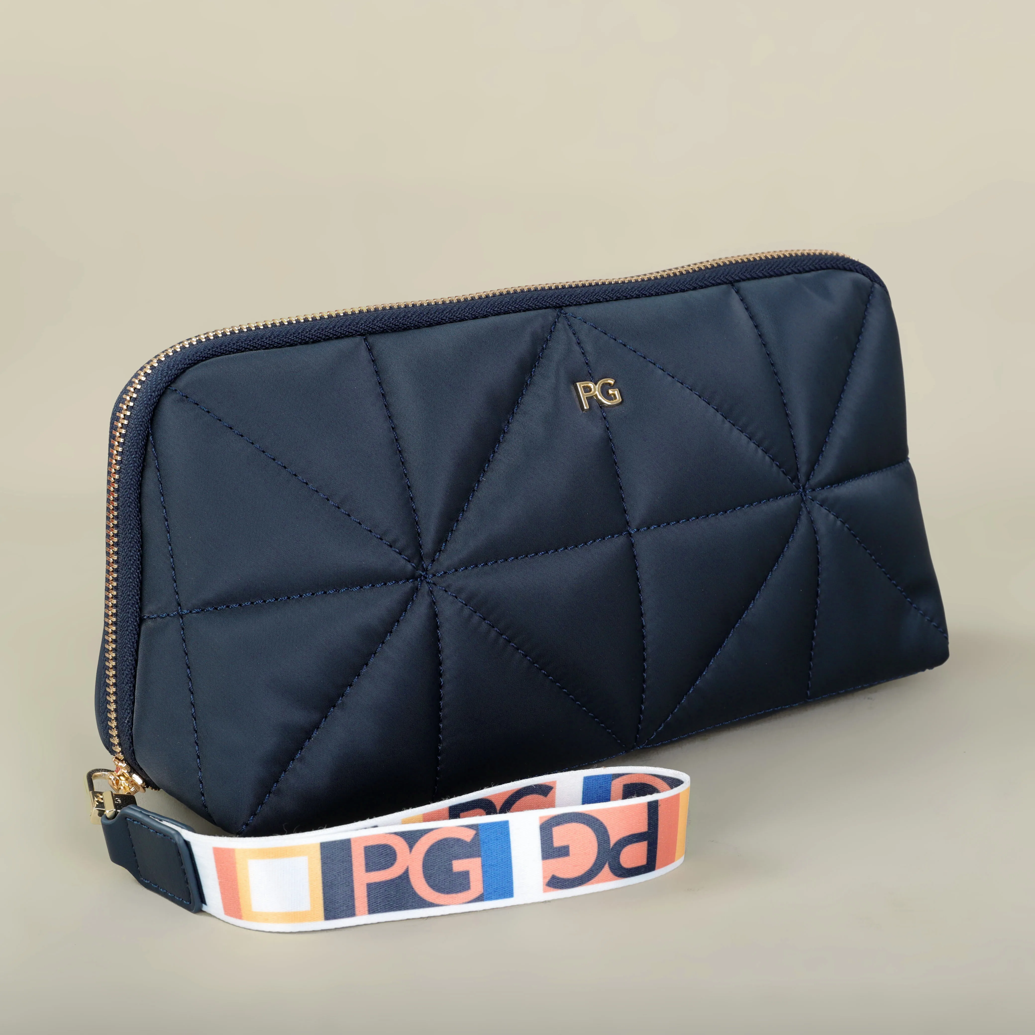 Portable nylon cosmetic handbag interior view