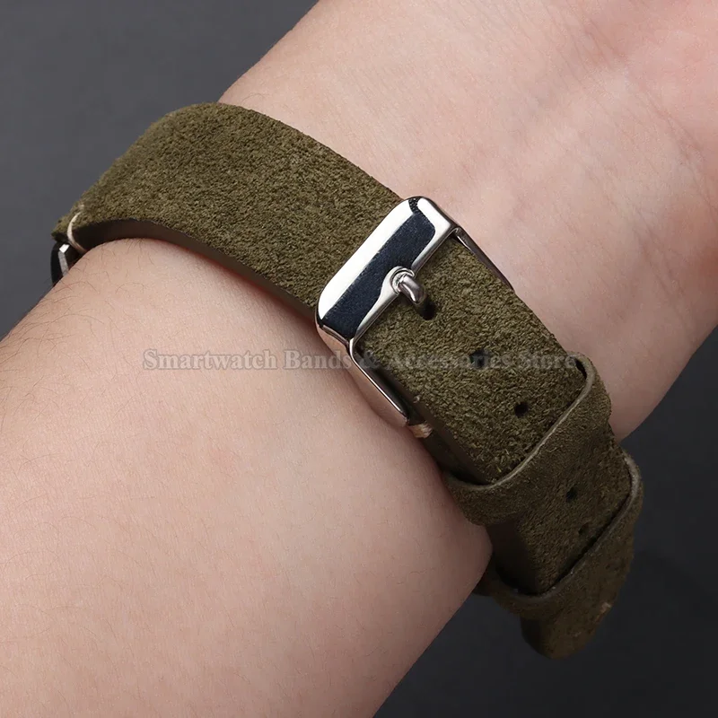 Vintage Suede Leather Quick Release Watch Strap - Handmade Bracelet in Multiple Sizes