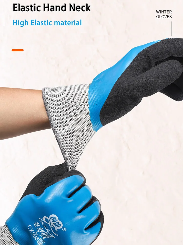 2-Pairs Winter Thermal Work Gloves Anti-Slip Waterproof Double