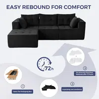 Modular Sectional Sofa Couch, L Shaped Modern Cloud Couch with 1 Ottoman, Sofa in A Box, Tufted 4-Seat Boneless Sleeper Chair fo 5