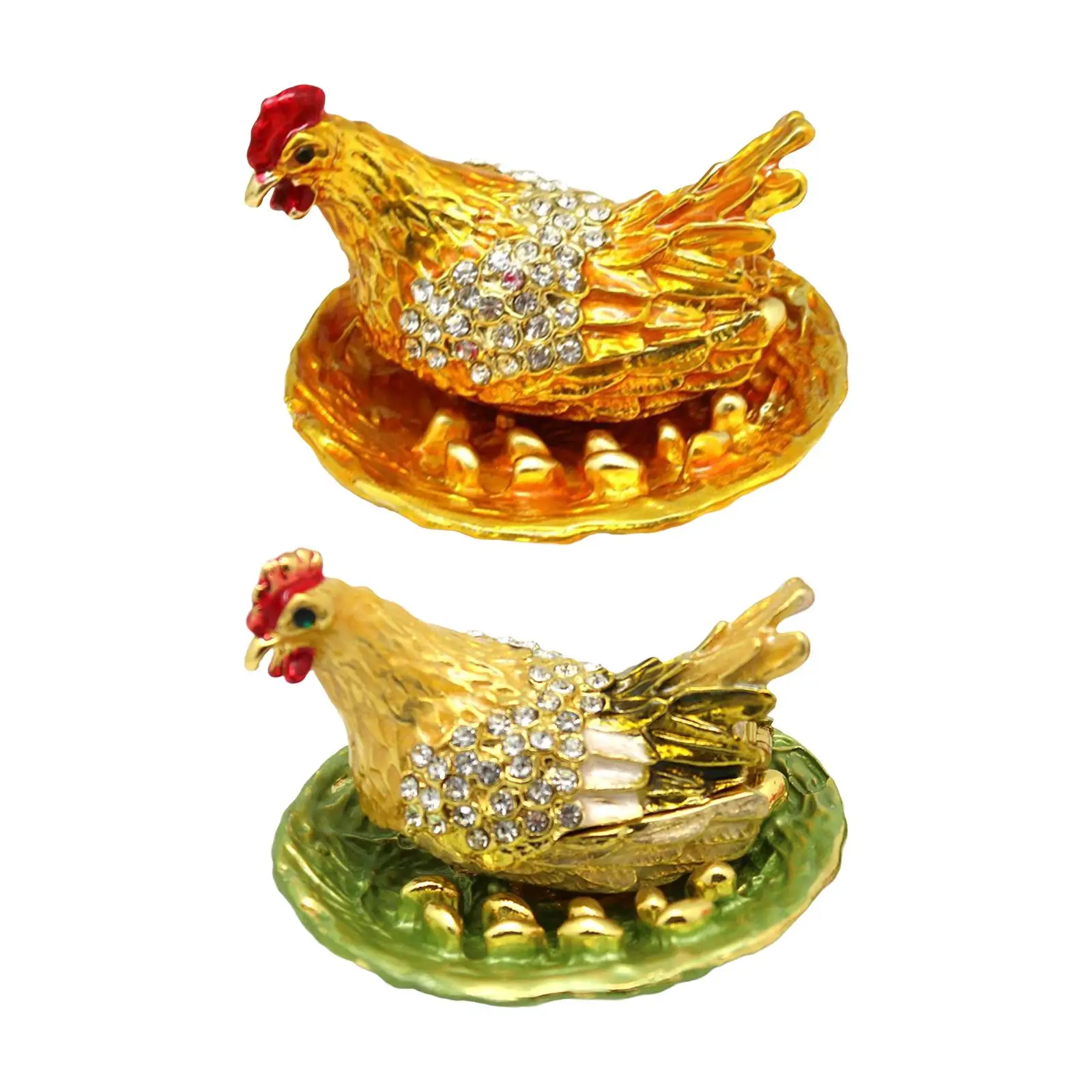 

Chicken Trinket Box Jewelry Organizer Decoration Handmade Decorative 2.5x1.7inch for Bedside, Dresser Decor Home Decor
