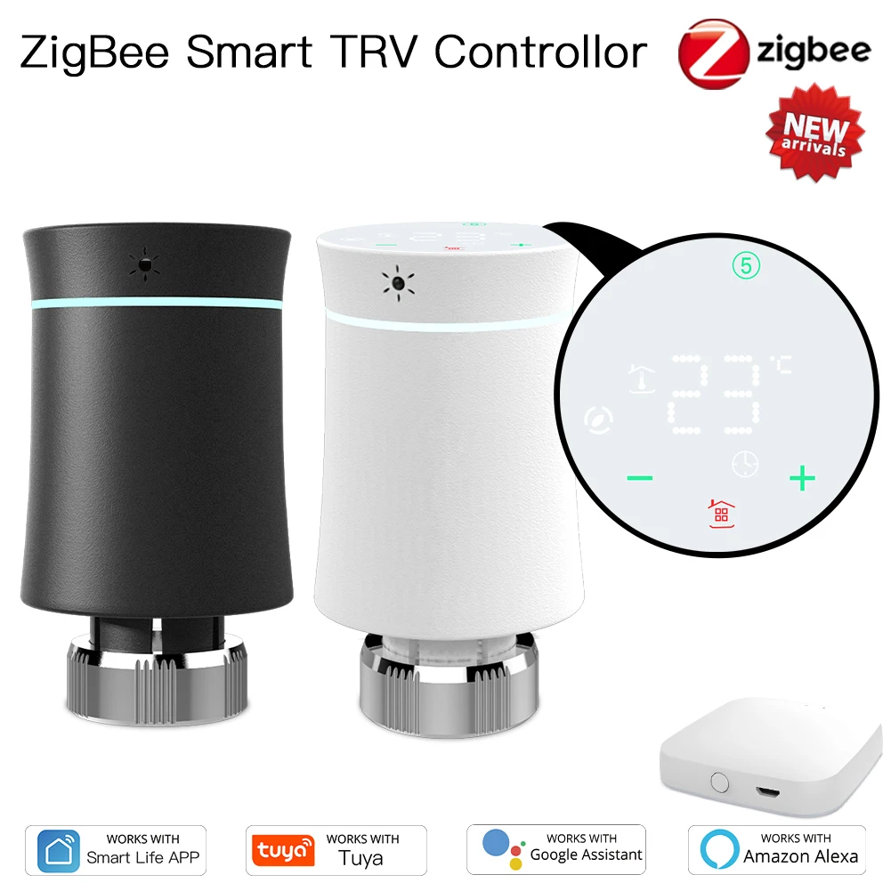 

Tuya Smart ZigBee TRV Thermostat Radiator Actuator Valve Programmable Temperature Controller Voice Control Alexa Google Home