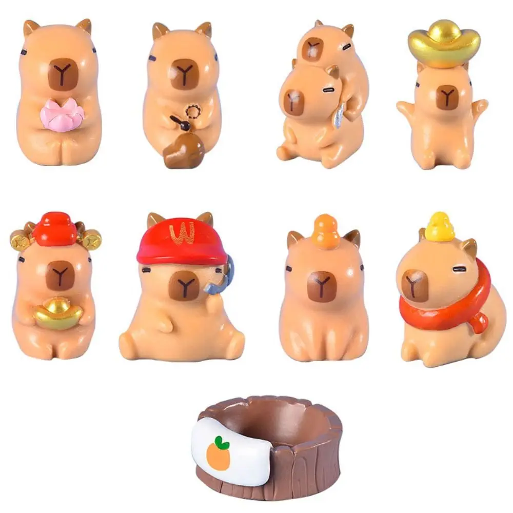 Figurine Di Capybara In Miniatura In Resina Multicolor Fai Da Te Cartoon Capybara Statua Accessori Ornamento Per Auto Mini Animali Figurine