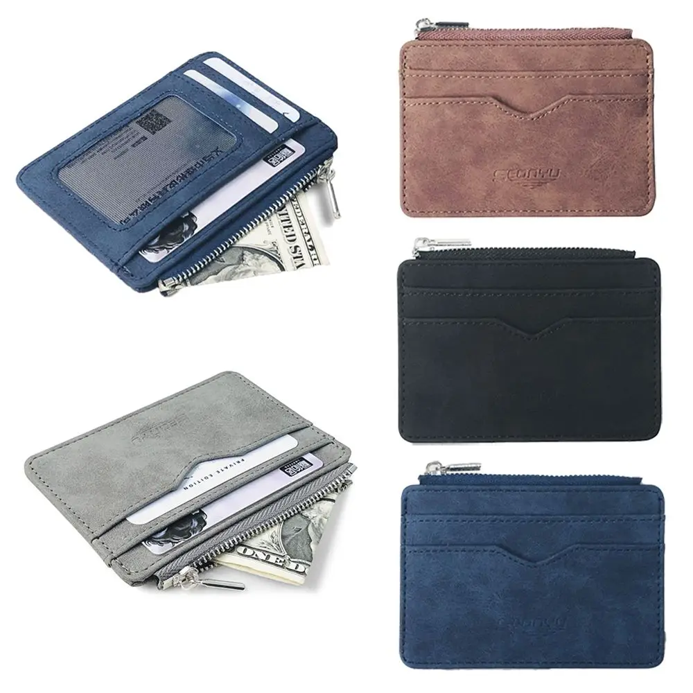 

Matte Multi-card Small Money Bag Gift for Dad Short Leather Money Clip Coin Purse Wallet Card Holder