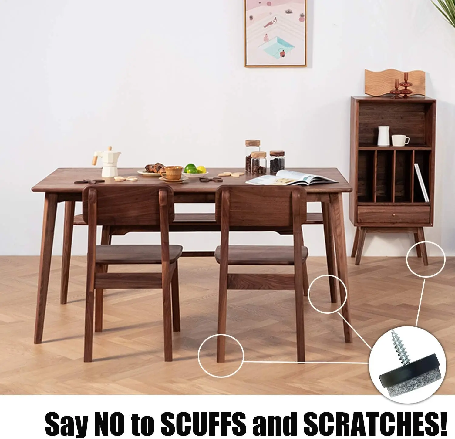 Chair Glide Pads 20Pcs Chair Glides Pad with Thick Felt Pads Furniture Glide Screw Round Screw-in Sliders Floor Protector for Wooden Legs Feets