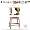 ALPHA HOME Bar Stools Set of 2, Solid Wood Saddle Kitchen Stools with Beige Linen Fabric Cushion Counter Height Barstools 6