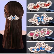 

Women Ponytail Holder Hairpins Fashion Crystal Rhinestones Alloy Spring Hair Pins Barrettes Hairgrip Hair Clips Hair Accessories