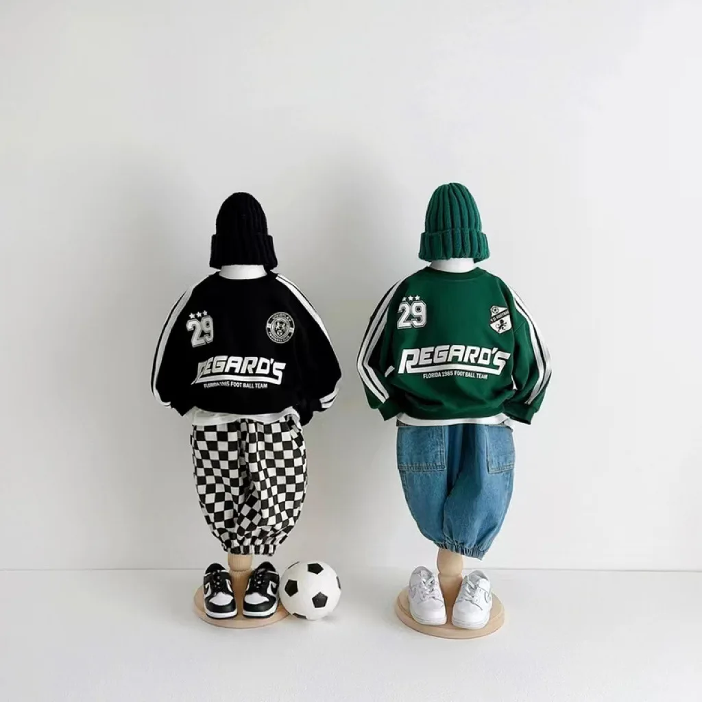 Fashion Letter Print Baby Long Sleeve Sweatshirt Infant Boy Casual Pullover Toddler Girl Sweatshirt Kids Tops Children Clothes