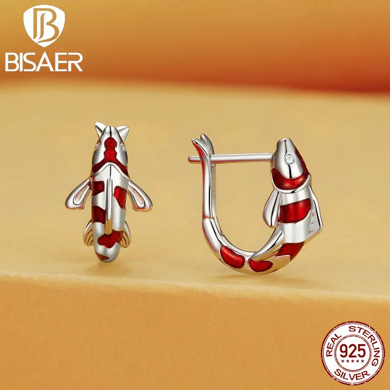925 Sterling Silver Jewelry Set Silver Jewelry Silver Jewelry Set Koi Carp Jewelry Set Earrings Adjustable Ring Plated Platinum For Lucky Women Fine Jewelry Gift