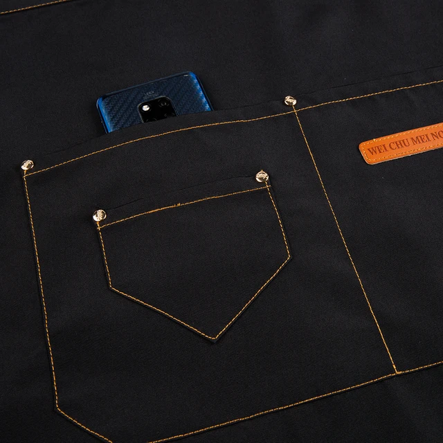 맞춤형 로고와 사용자 정의 텍스트로 개인화할 수 있는 세련되고 실용적인 캔버스 앞치마